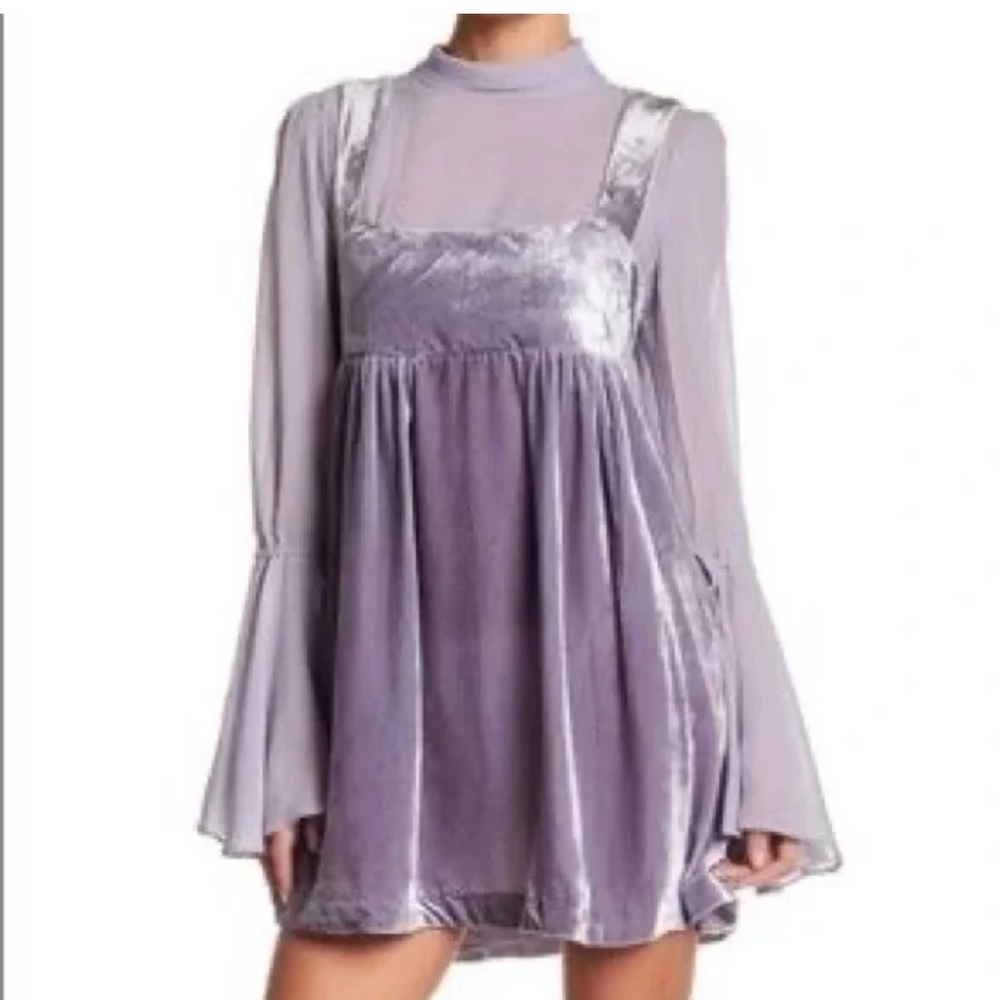 Free People Lavender Velvet Mini Dress